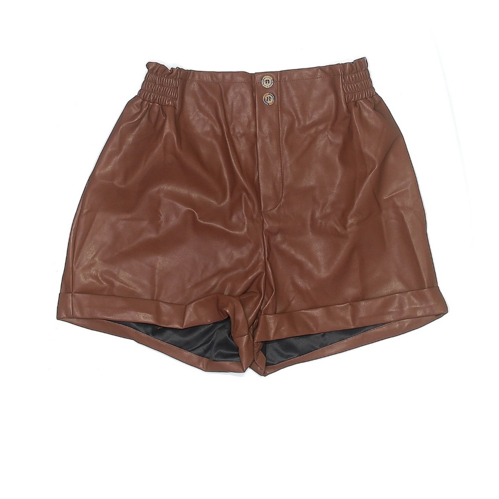Cupshe High Waist Brown Leather Shorts